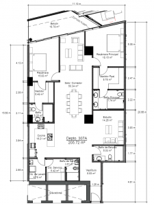 Shark Tower Cancún Departamentos En Venta Quintana Roo Plano Tipo B 205 m2 2 rec 4 ba